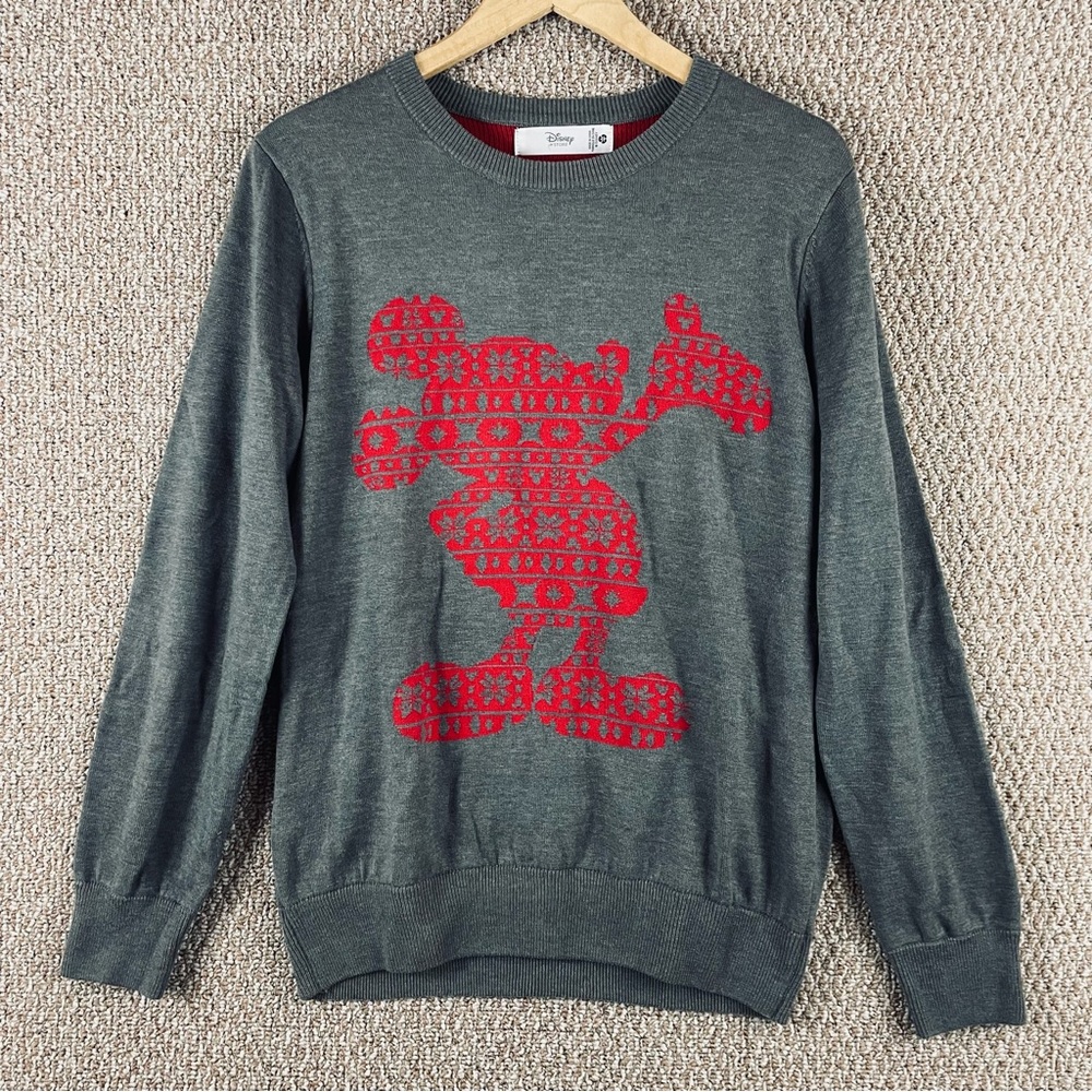 Disney Mickey Mouse Sweater Mens Small Pullover Ski Apres Knit Fair Isle F49